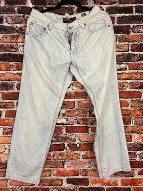 Zanella 100% Cotton Button Fly Light Blue Relaxed Men's Jeans 32x30